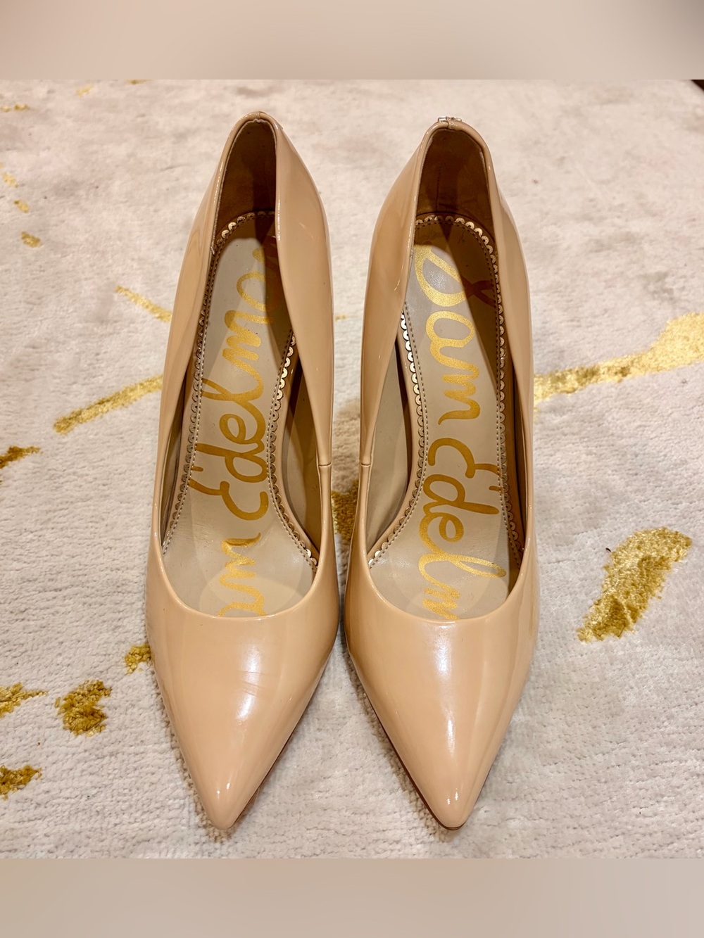Sam Edelman Nude Patent Pointed-Toe Pumps size 10 neutral color